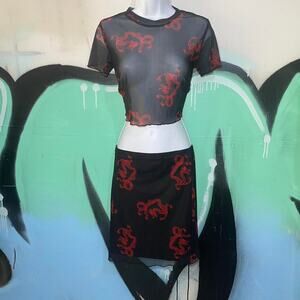 Mesh dragon skirt set